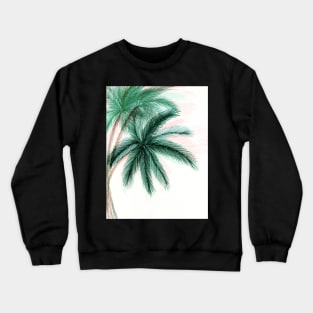 WHITE GRGEEN PALM DECO PRINT TROPICAL ART PRINT EXOTIC TROPICAL DESIGN Crewneck Sweatshirt